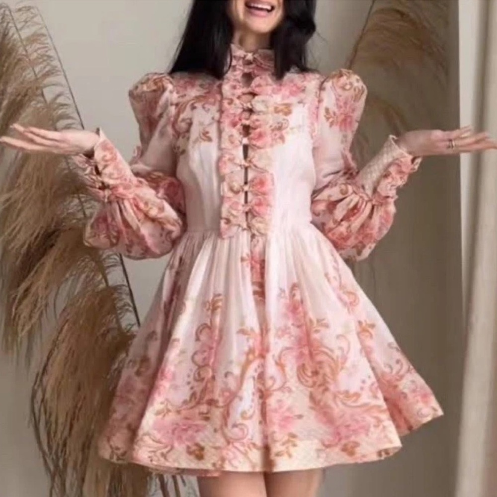 Zimmermann Pink Floral Midi Dress